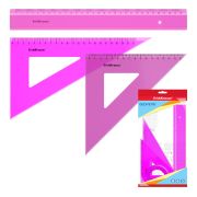 Набор линеек 4 предмета 30см (2 треуг.,лин.30см,трансп.) ErichKrause Neon розовый