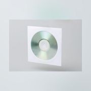 Конверт для CD белый 125*125, 80 г, окно d100, силик. лента