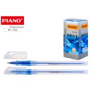 Ручка на масляной основе Piano PT-1157 белый полупрозр корпус,0,5мм синий держ.стерж 135мм