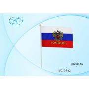 Флаг «Россия» 60*90 с гербом МС-3782 с палкой