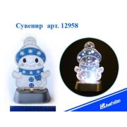 Сувенир LED 12958 «Снеговик», 18х11 см, акрил, мигает