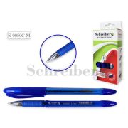 Ручка на масляной основе S 0050C-М синяя, пишущий узел 0,7мм, прозрачный корпус, металлический наконечник, резиновый грипп (аналог TZ-4764)