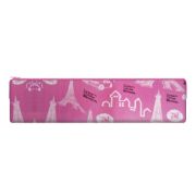 Пенал-косметичка на молнии малый ткань К-21 Розовый город сатин