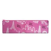 Пенал-косметичка на молнии средний ткань К-23 Розовый город сатин
