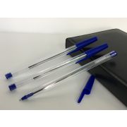 Ручка шариковая синяя L&L 730620 пиш узел 1мм шестигр прозр корпус