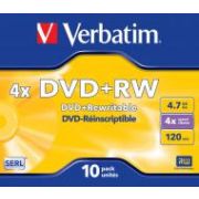 Диск DVD+RW Verbatim 4,7Gb 4х JEWEL 10шт. (43229/246)