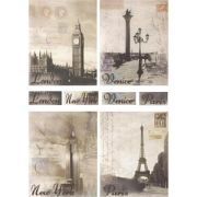 Набор карт для декупажа А4«Лондон-Париж»54г/м2,5шт  27-0083-1
