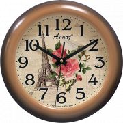 Часы настенные Алмаз 25,5см Р39 Париж бежевый фон ,коричн корпус