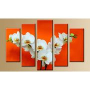 Картина модульная 80*140см Орхидея на оранжевом фоне 652