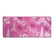 Пенал-косметичка на молнии большой ткань К-22 Розовый город сатин