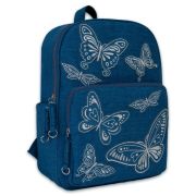 Рюкзак 46672 Бабочки голубой 35х26х12 см, одно отделение, хлопчатобумажная джинсовая ткань