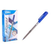 Ручка шариковая DELI Arrow EQ00830 синяя, пишущий узел 0,5мм, толщина линии письма 0,3мм, прозрачный корпус