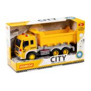 Автомобиль-самосвал инерционный (со светом и звуком) (жёлтый) (в коробке)86204 «Сити»