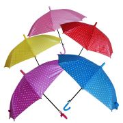 Зонт цветной 45см перламутр.горошек, ткань, цвет в ассорт., со свистком
